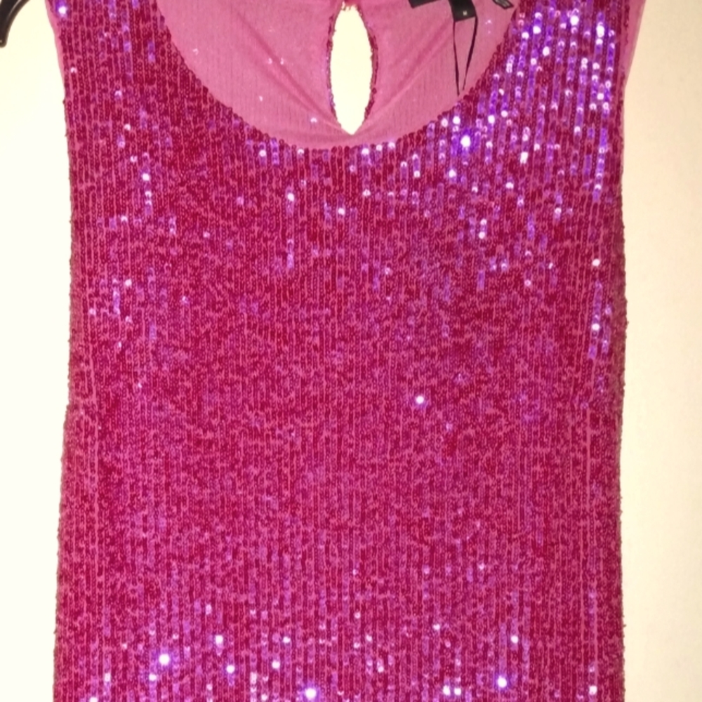 DKNY Fuschia Pink Sequince Top